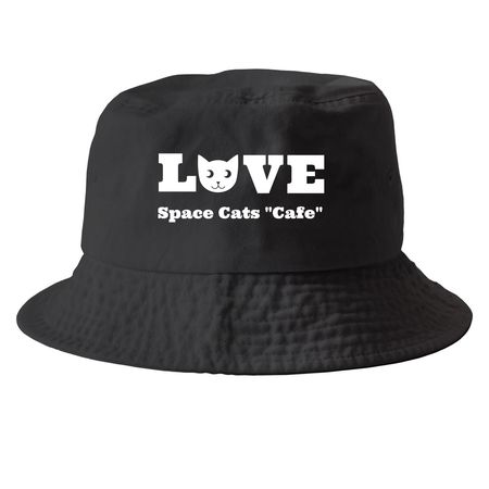 Cat LOVE Hats, a Black Printed Bucket Hat