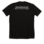 ///MOTUS MOVES///, a Solid Black Blend Premium Unisex Tee (back-view)
