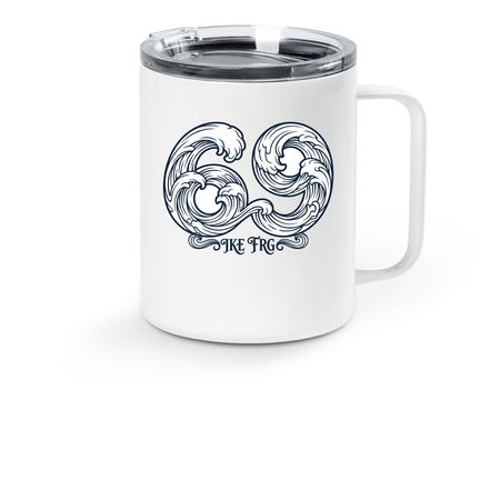 69 IKE FRG, a White Stainless Steel Travel Mug