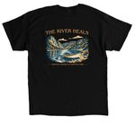 The River Heals, a Black Classic Unisex Tee (back-view)