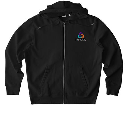You Belong Here - White Logo, a Black Stanley/Stella Unisex Cultivator 2.0 Zip Up Pullover Hoodie