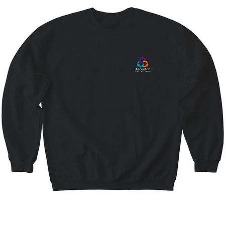 You Belong Here - White Logo, a Black Softstyle Crewneck Sweatshirt