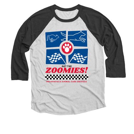 Get the Zoomies!, a Black and Heather White 3/4 Sleeve Baseball Tee