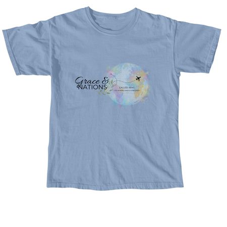 Go where Grace is needed., a Washed Denim Comfort Colors Youth Tee