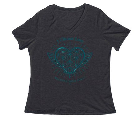 I Choose Love, a Dark Grey Heather Women's Relaxed V-Neck Tee