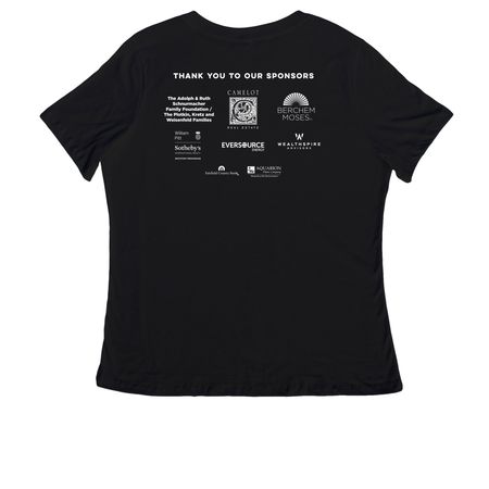 Women's V-Neck T-Shirt, a Black Women's Relaxed V-Neck Tee (back-view)