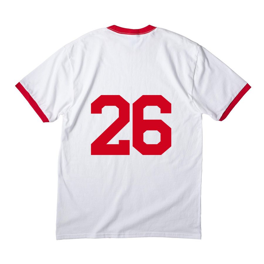 NO NAME, a White/ Red Cotton Ringer Tee (back-view)