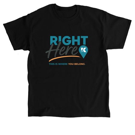 Adult T-Shirt | Right Here - Color Logo, a Black Classic Unisex Tee