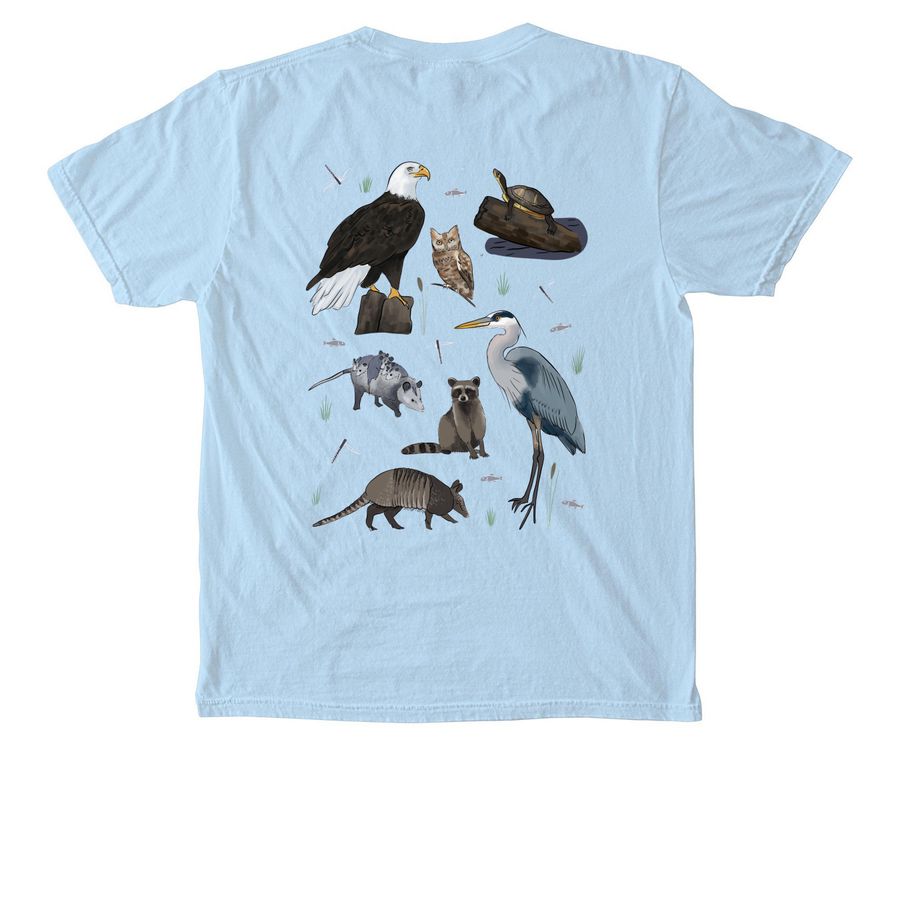 Me and All My Friends, a Chambray Comfort Colors Pocket Tee (back-view)