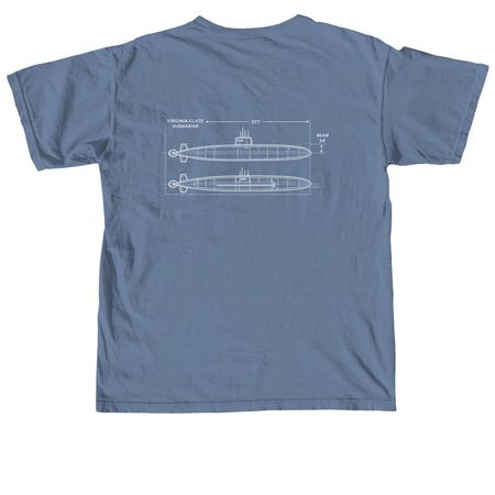 Virginia Class Submarine (791), a Blue Jean Comfort Colors Unisex Tee (back-view)