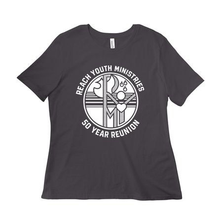 Reach Youth Ministries 50-Year Reunion, a Dark Grey Women?s Relaxed Cotton Tee