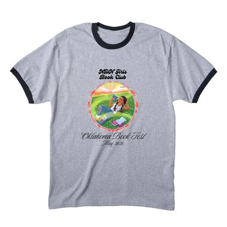 Oklahoma Book Fest, a Athletic Heather/ Jet Black Cotton Ringer Tee