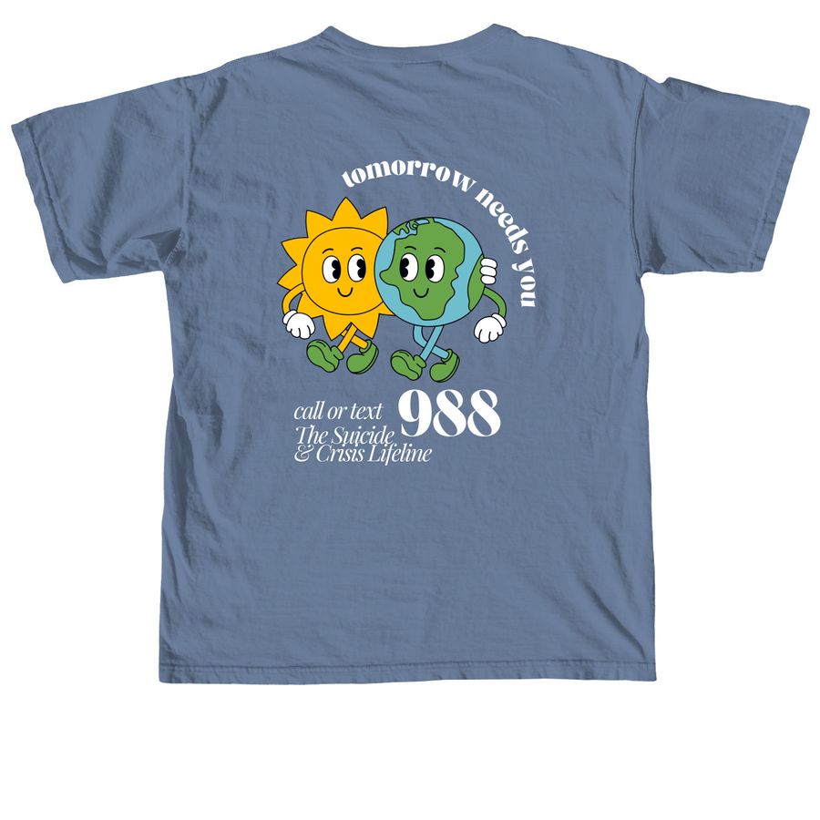 The World is Better With You In It, a Blue Jean Comfort Colors Unisex Tee (back-view)