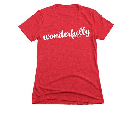 wonderfully made - white, a Red Women's Slim Fit Tee