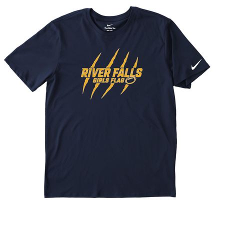 River Falls Girls Flag Performance, a College Navy Nike Dri-FIT Jersey Blend Performance Tee