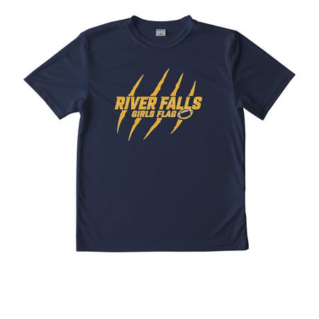 River Falls Girls Flag Performance, a True Navy Youth Performance Tee