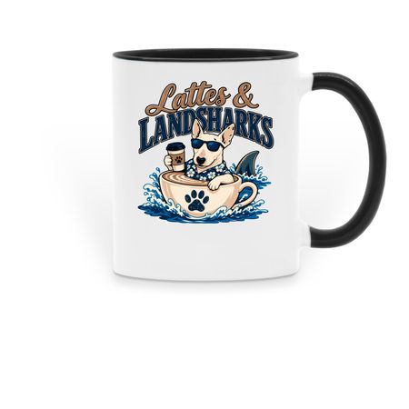 Landsharks and Lattes Mugs, a Black Two-Tone Ceramic Mug