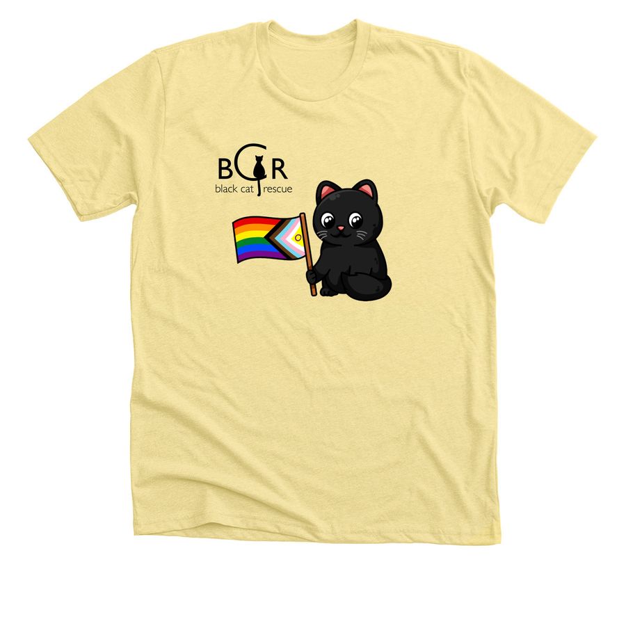 Black Cat Rescue - Pride 2023, a Heather Yellow Gold Premium Unisex Tee