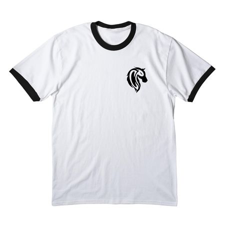 "Pony Mom" Shirt, a White/ Jet Black Cotton Ringer Tee
