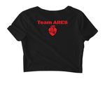 ARES PROTOCOL: HYBRID ATHLETE, a Black Women's Fitted Cropped Tee (back-view)