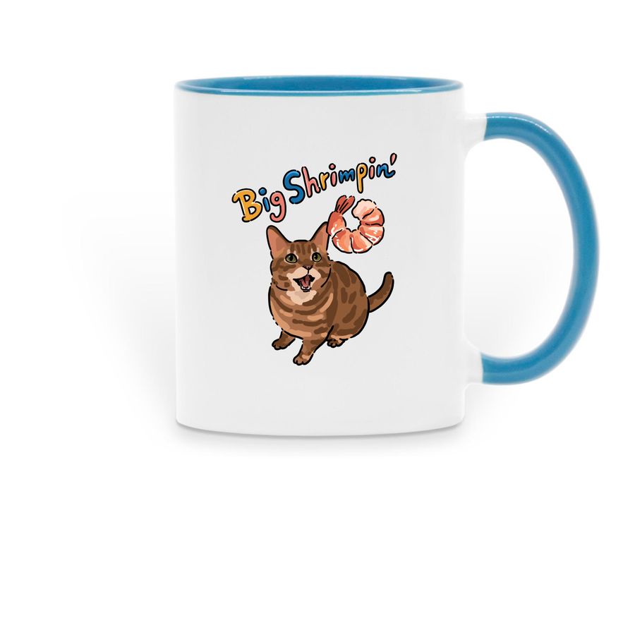 Big Shrimpin? Mocha Mug, a Light Blue Two-Tone Ceramic Mug