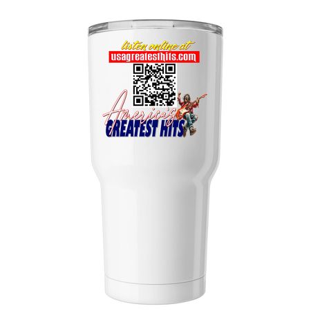 Jake 30oz Tumbler, a White Insulated Tumbler (back-view)