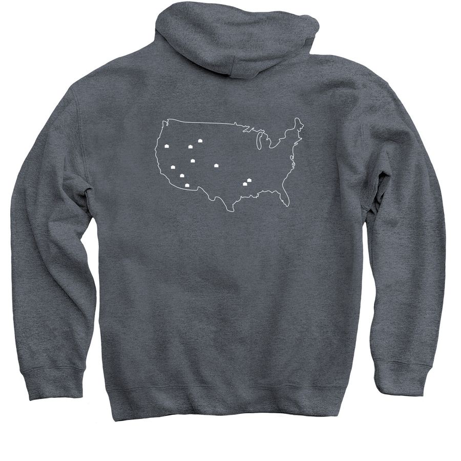 Map of Us (Reversed Outline), a Dark Heather Pullover Hoodie