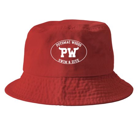PW Hats (Red), a Red Printed Bucket Hat