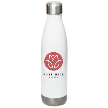 Rose Hill Steel Water Bottle, a White Stainless Steel Water Bottle