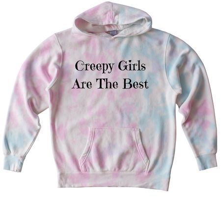 Creepy Girls (Black Lettering), a Cotton Candy Youth Tie Dye Pullover Hoodie