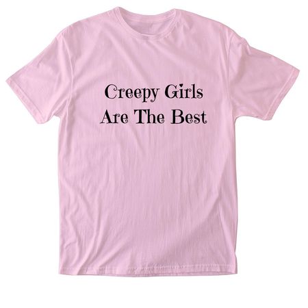 Creepy Girls (Black Lettering), a Light Pink Softstyle Cotton Tee