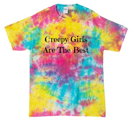 Creepy Girls (Black Lettering), a Jeweltone Colorburst Crystal Tie Dye Tee