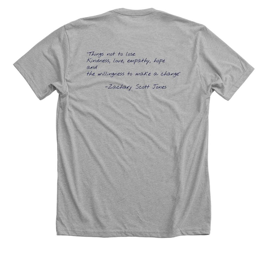 The Zachary Scott Jones Foundation, a Athletic Heather Premium Unisex Tee (back-view)