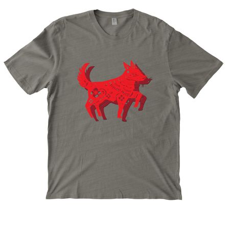 Tri-Color Lunar Zodiac Dog, a Driftwood Grey Allmade Organic Cotton Mineral Dye Tee