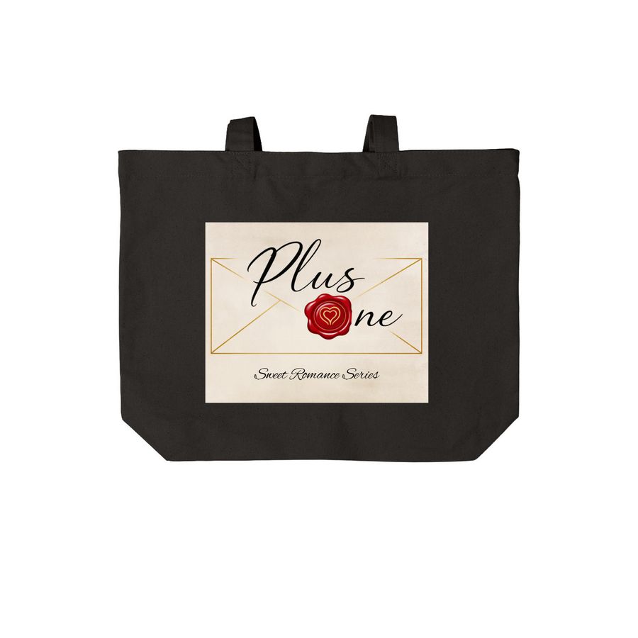Plus One Logo Tote, a Deep Black Cotton Canvas Tote Bag