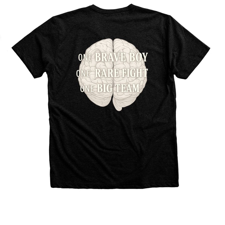 Dark colored with design on back.&nbsp;, a Black Heather Premium Unisex Tee (back-view)