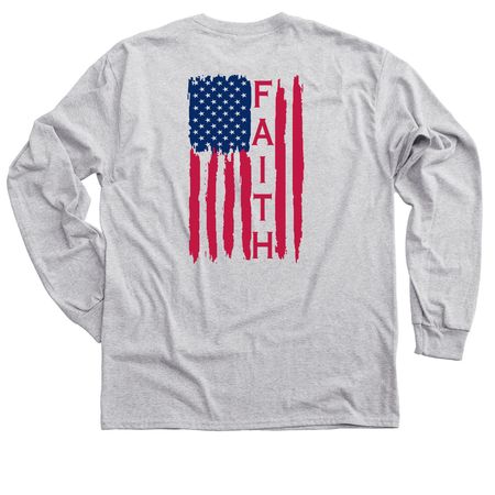 Faith In America T-Shirt, a Sport Grey Classic Long Sleeve Tee