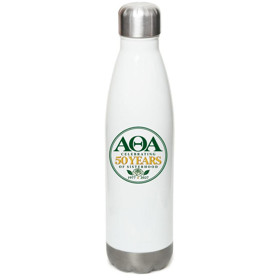Anniversary Sips, a White Stainless Steel Water Bottle