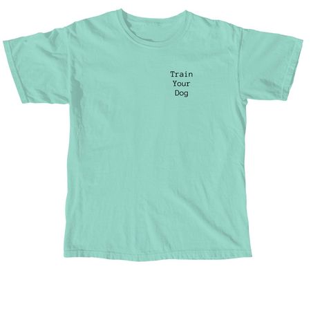 Train Your Dog Bold Collection, a Chalky Mint Comfort Colors Unisex Tee (back-view)