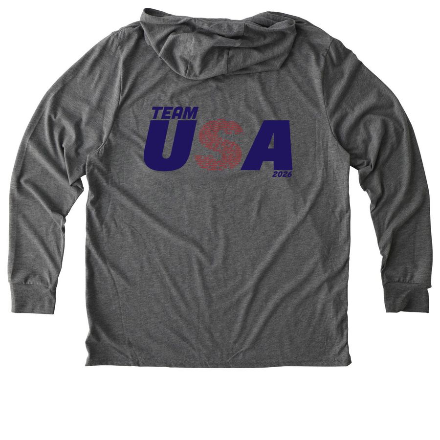 IFCS Team USA 2026, a Aluminum Grey Allmade Eco Triblend Hoodie Tee (back-view)