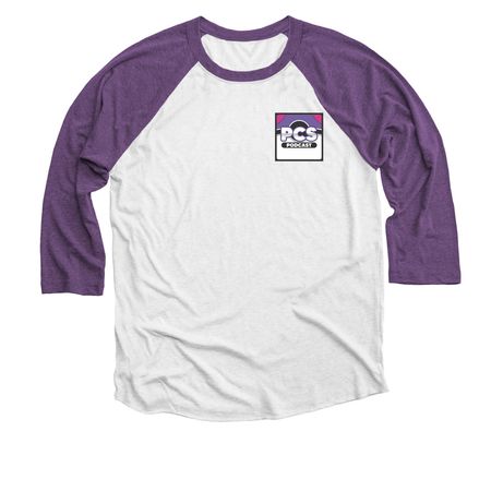 PCS Season 4, a Purple Rush and Heather White 3/4 Sleeve Baseball Tee