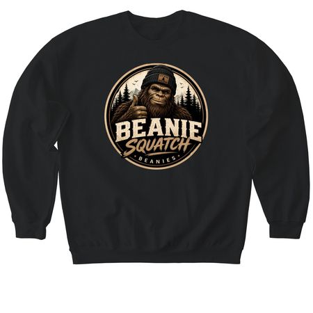 Beanie Squatch&nbsp;, a Black Softstyle Crewneck Sweatshirt
