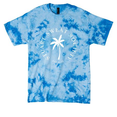 STUART SWEAT SOCIETY SIGNATURE TEE, a Sky Blue Crystal Tie Dye Tee