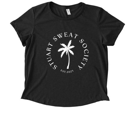 STUART SWEAT SOCIETY SIGNATURE TEE, a Space Black Allmade Eco Triblend Women?s Scoop Neck Tee