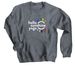 All Are Welcome - white logo, a Dark Heather Crewneck Sweatshirt