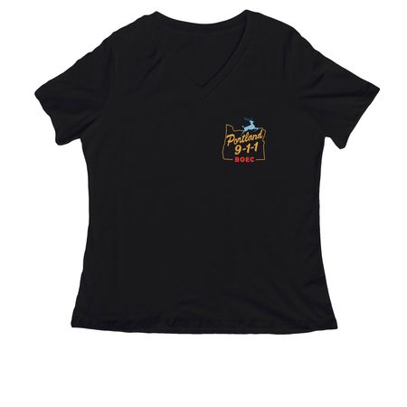 Womens 911 Stag, a Black Women's Relaxed V-Neck Tee