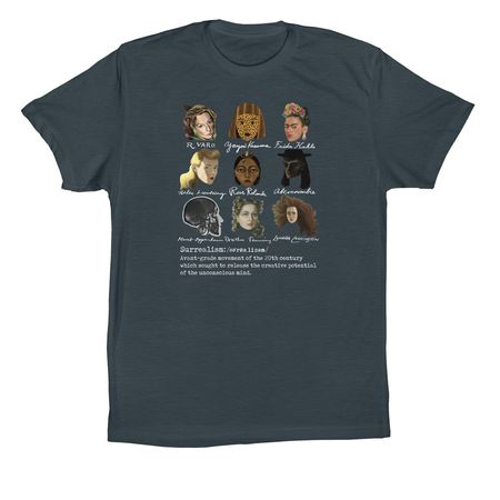 Surrealist Women Art History Top- Dark Colors, a Dark Grey Premium Cotton Tee