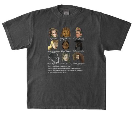 Surrealist Women Art History Top- Dark Colors, a Shadow Heavyweight Garment Dye Tee