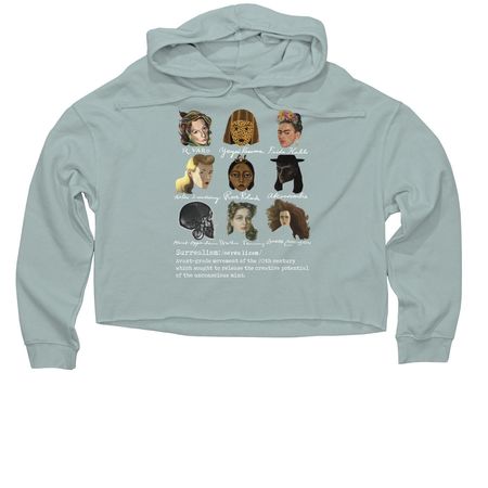 Surrealist Women Art History Top- Dark Colors, a Sage Women?s Lightweight Cropped Hoodie