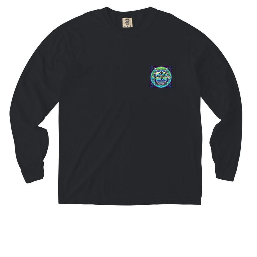 Long Sleeve Cotton Pocket Tee, a Black Comfort Colors Long Sleeve Pocket Tee
